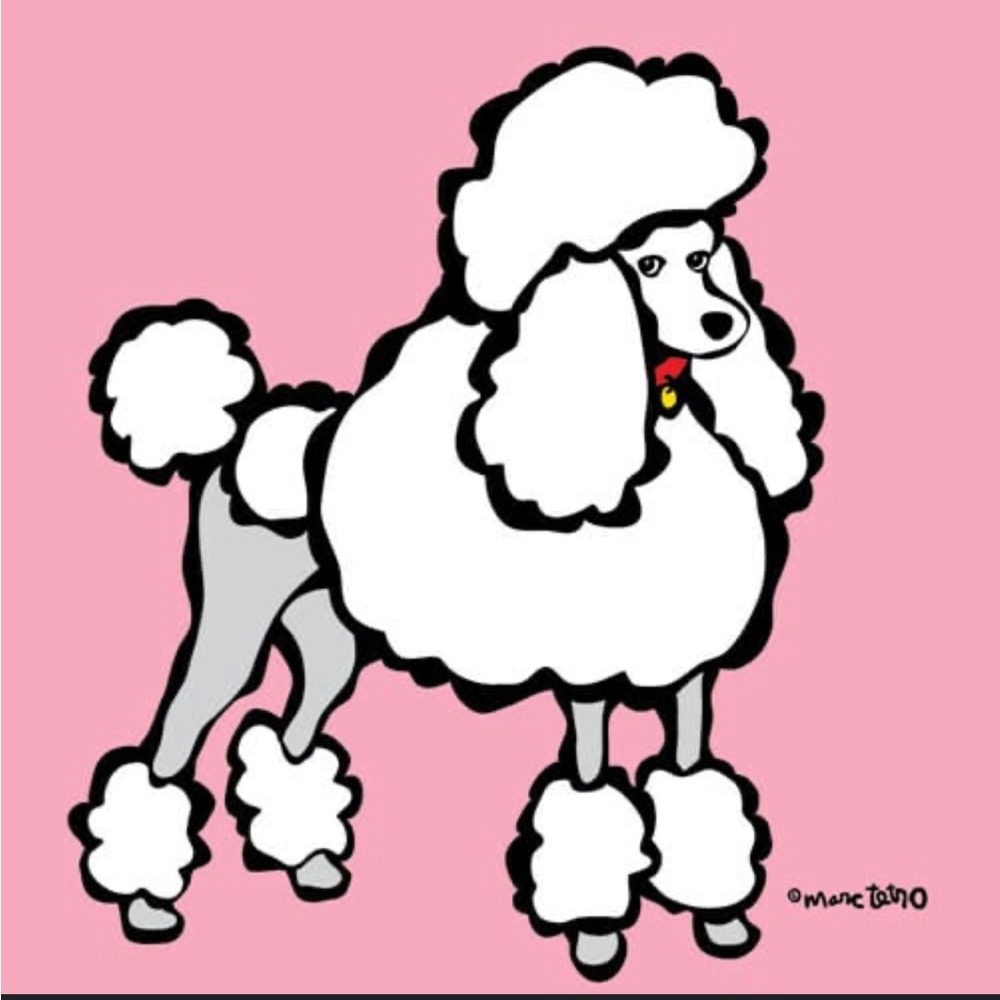 Marc Tetro RARE Poodle on Pink 2007 MT Canvas 6X6 - New with Tags (NWT)